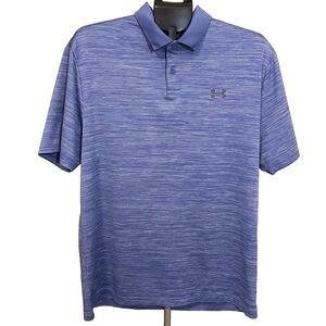 Under Armour Performance Shirt Mens‎ Large Blue striped Heat Gear Golf